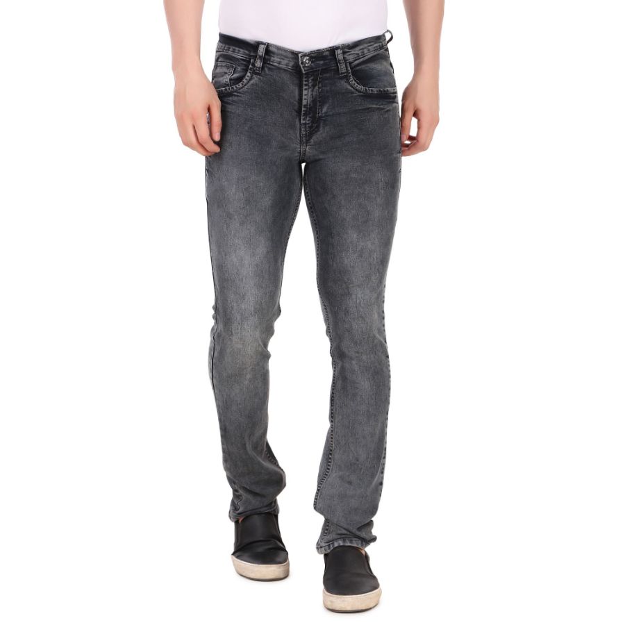 Men's Straight Fit Denim High Rise Bootcut Stretchable Jeans (Black) - GillKart