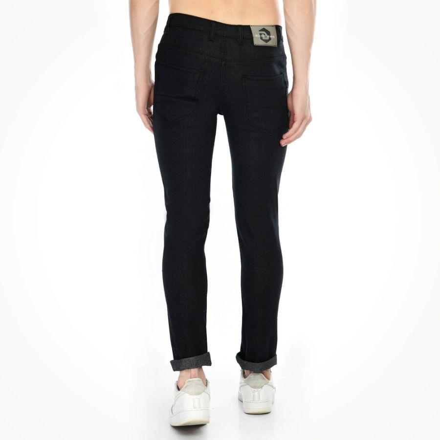 Men's Regular Fit Denim Mid Rise Jeans (Black) - GillKart