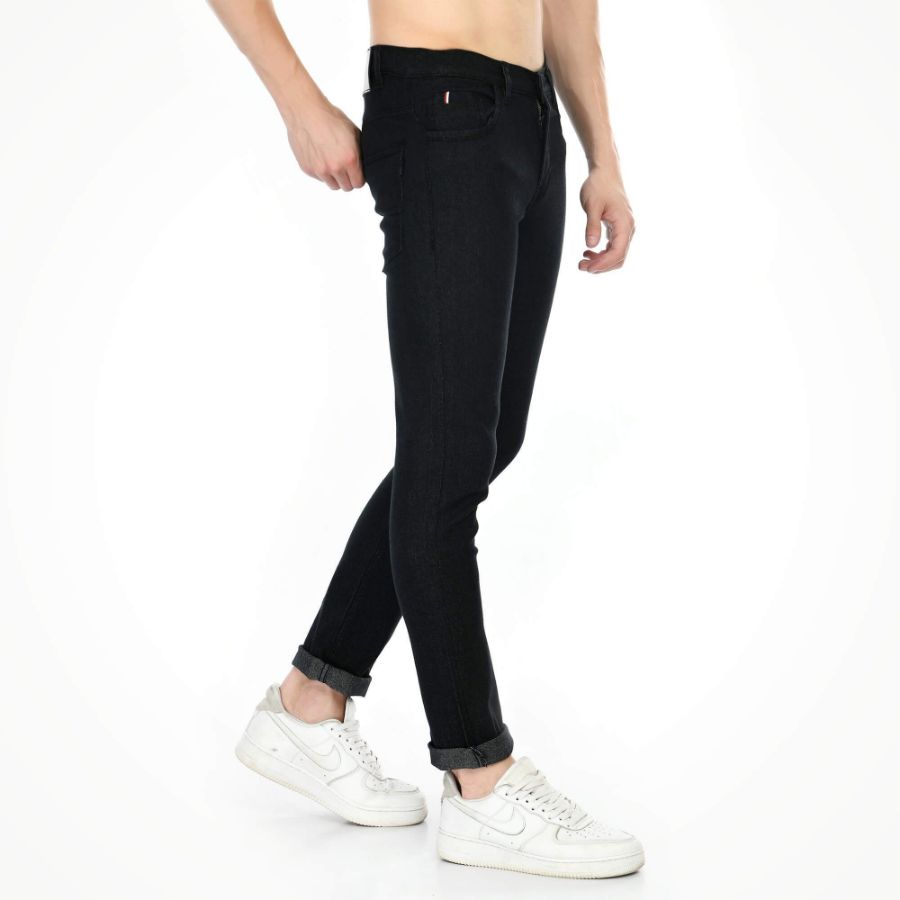 Men's Regular Fit Denim Mid Rise Jeans (Black) - GillKart