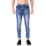 Men's Slim Fit Denim Mid Rise Stretchable Jeans (Blue) - GillKart