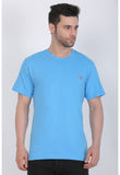 Men's Cotton Jersey Round Neck Plain Tshirt (Turquoise Blue) - GillKart