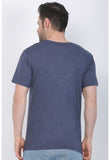 Men's Cotton Jersey V Neck Plain Tshirt (Blue Melange) - GillKart