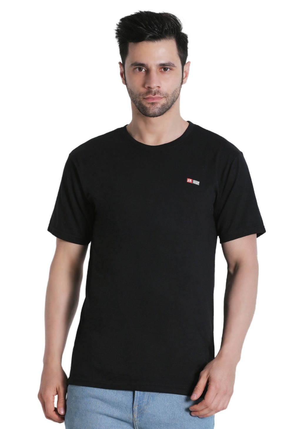 Men's Cotton Jersey Round Neck Plain Tshirt (Black) - GillKart
