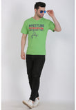 Men's Cotton Jersey V Neck Printed Tshirt (Pale Green) - GillKart