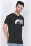 Men's Cotton Jersey V Neck Printed Tshirt (Black) - GillKart