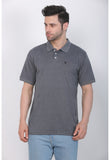 Men's Poly Viscose Polo Plain Tshirt (Charcoal Melange) - GillKart