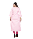 Women's Cotton Digital Print Straight Kurti (Light Pink) - GillKart