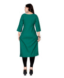 Women's Cotton Soild Straight Kurti (Green) - GillKart