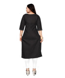 Women's Cotton Soild A-Line Kurti (Black) - GillKart