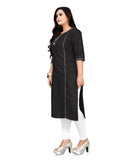 Women's Cotton Soild A-Line Kurti (Black) - GillKart