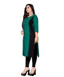 Women's Cotton Soild Straight Kurti (Green) - GillKart