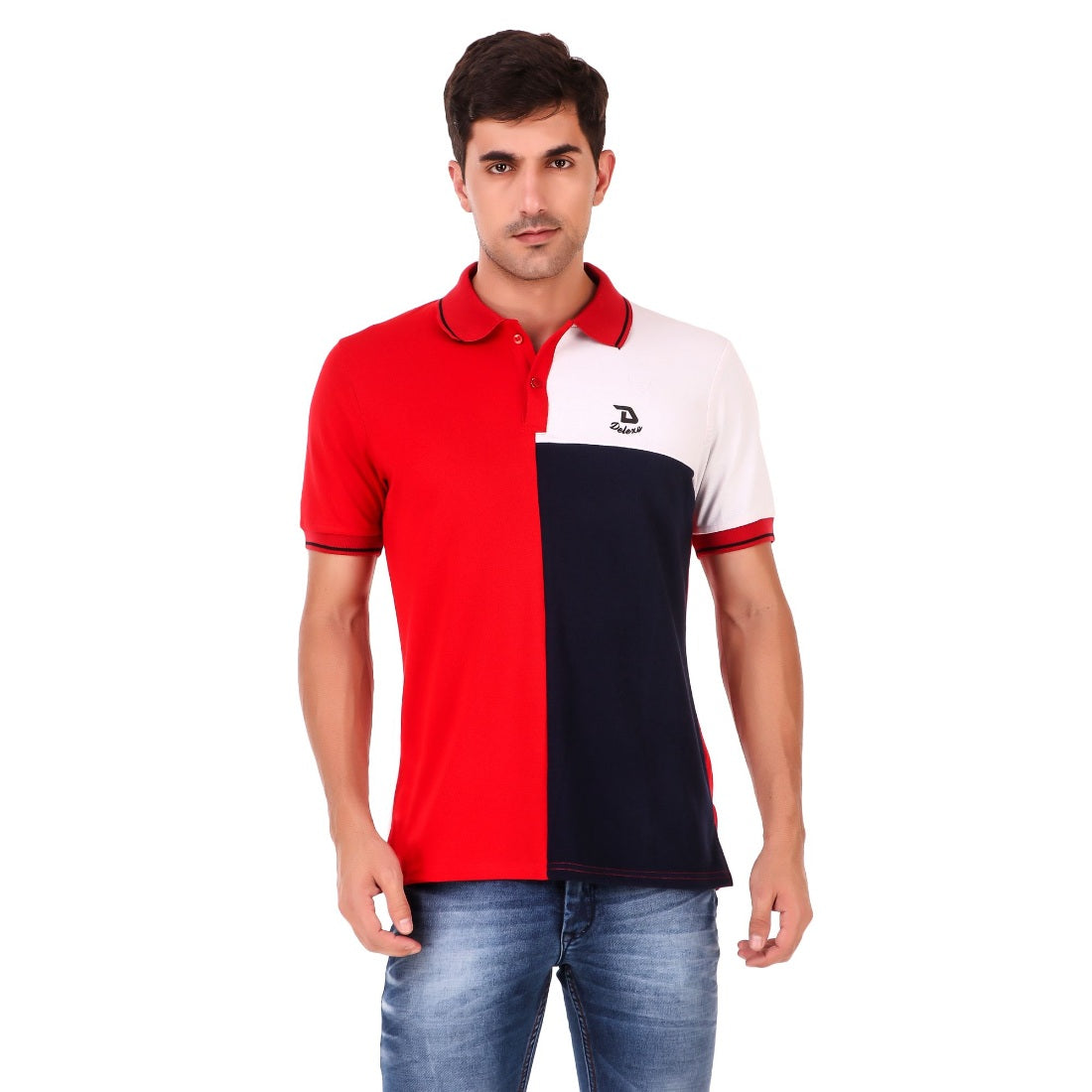 Men's Cotton Blend Half Sleeve Polo Tshirt (Red) - GillKart