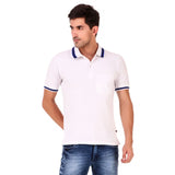 Men's Cotton Blend Half Sleeve Polo Tshirt (White) - GillKart