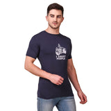 Men's Cotton Blend Half Sleeve Tshirt (Blue) - GillKart