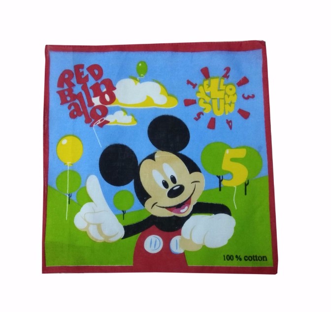 Pack Of_8 Micky Mouse Medium Size Handkerchiefs (Color: Assorted) - GillKart