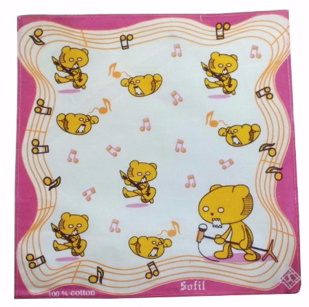 Pack Of_8 Cartoon With Music Notes Small Size Handkerchiefs (Color: Assorted) - GillKart