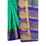 Women's Kanjivaram Silk Saree With Unstitched Blouse Piece (Green, 5-6 Mtrs) - GillKart