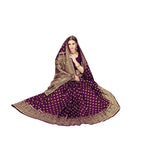 Women's Floral Pattern Jacquard Woven Banarasi Art Silk Saree With Unstitched Blouse Piece (Purple, 5-6mtrs) - GillKart