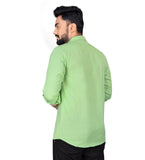 Men's Cotton Blend Full Sleeve Solid Pattern Casual Shirt (Light Green) - GillKart
