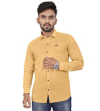 Men's Cotton Blend Full Sleeve Solid Pattern Casual Shirt (Yellow) - GillKart