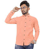 Men's Cotton Blend Full Sleeve Solid Pattern Casual Shirt (Orange) - GillKart