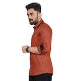 Men's Cotton Blend Full Sleeve Solid Pattern Casual Shirt (Brown) - GillKart