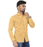 Men's Cotton Blend Full Sleeve Solid Pattern Casual Shirt (Yellow) - GillKart