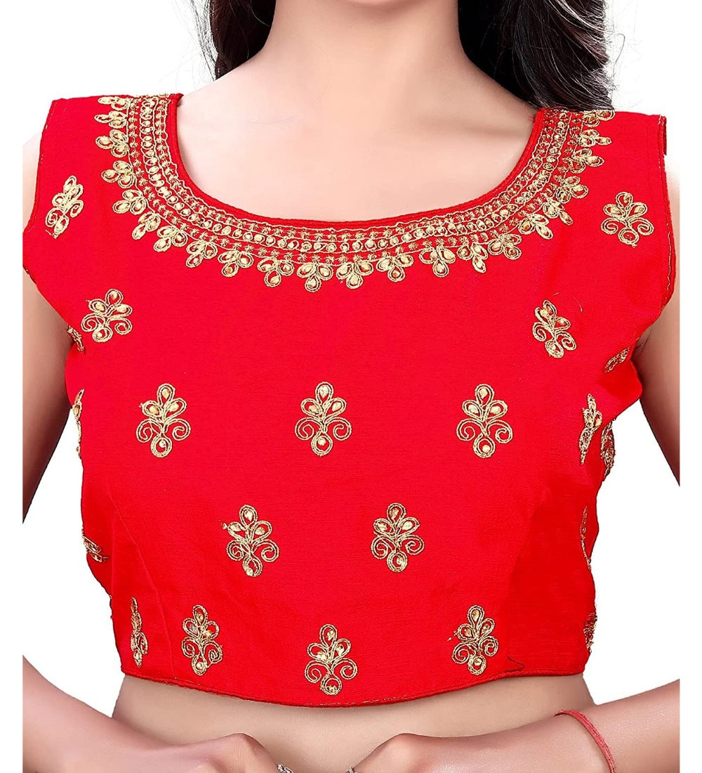 Women's Sleeveless Phantom Readymade Blouse (Orange, Free Size: Up To 34 Inch) - GillKart