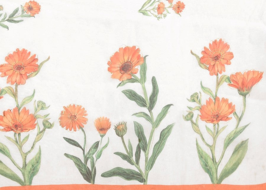 Women's Printed Saree (Orange, 5-6 Mtrs) - GillKart