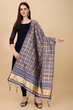 Women's Silk Pure weaving Work Duppatta (Grey, Leangth: 2-2.3 Mtrs) - GillKart