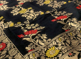 Women's Silk Pure Zari weaving Duppatta (Black, Leangth: 2-2.3 Mtrs) - GillKart