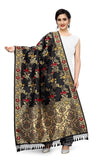 Women's Silk Pure Zari weaving Duppatta (Black, Leangth: 2-2.3 Mtrs) - GillKart