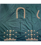 Dark Green cotton silk self-design unstitched blouse piece for parties, 80-100 cm