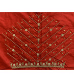 Red cotton silk unstitched blouse piece (80-100 cm), perfect for parties and festive occasions. Self-design, dry clean only