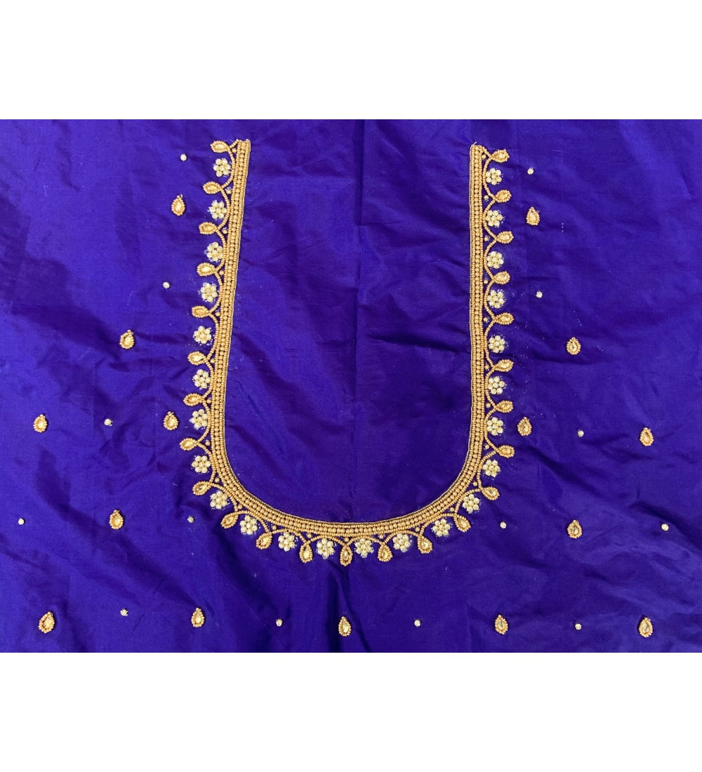 Women's Cotton Silk Self Design Unstitched Blouse Piece (Blue, 80-100 cm) - GillKart