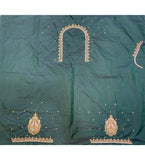Dark Green Cotton Silk Party Blouse Piece (80-100 cm), self-design, unstitched - dry clean only
