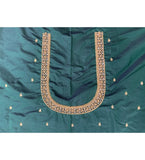 Dark Green Cotton Silk Self-Design Unstitched Blouse Piece, ideal for parties and festive occasions