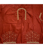 Maroon cotton silk unstitched blouse piece for parties, dry clean only