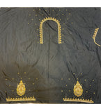 Black cotton silk self-design unstitched blouse piece for party occasions, dry clean only