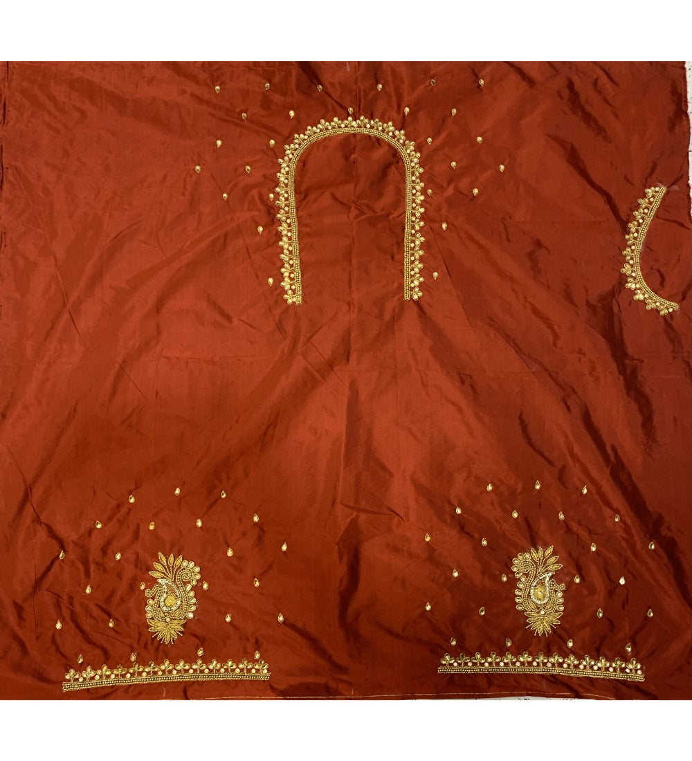 Women's Cotton Silk Self Design Unstitched Blouse Piece (Maroon, 80-100 cm) - GillKart