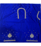 Blue cotton silk self-design unstitched blouse piece for parties, dry clean only