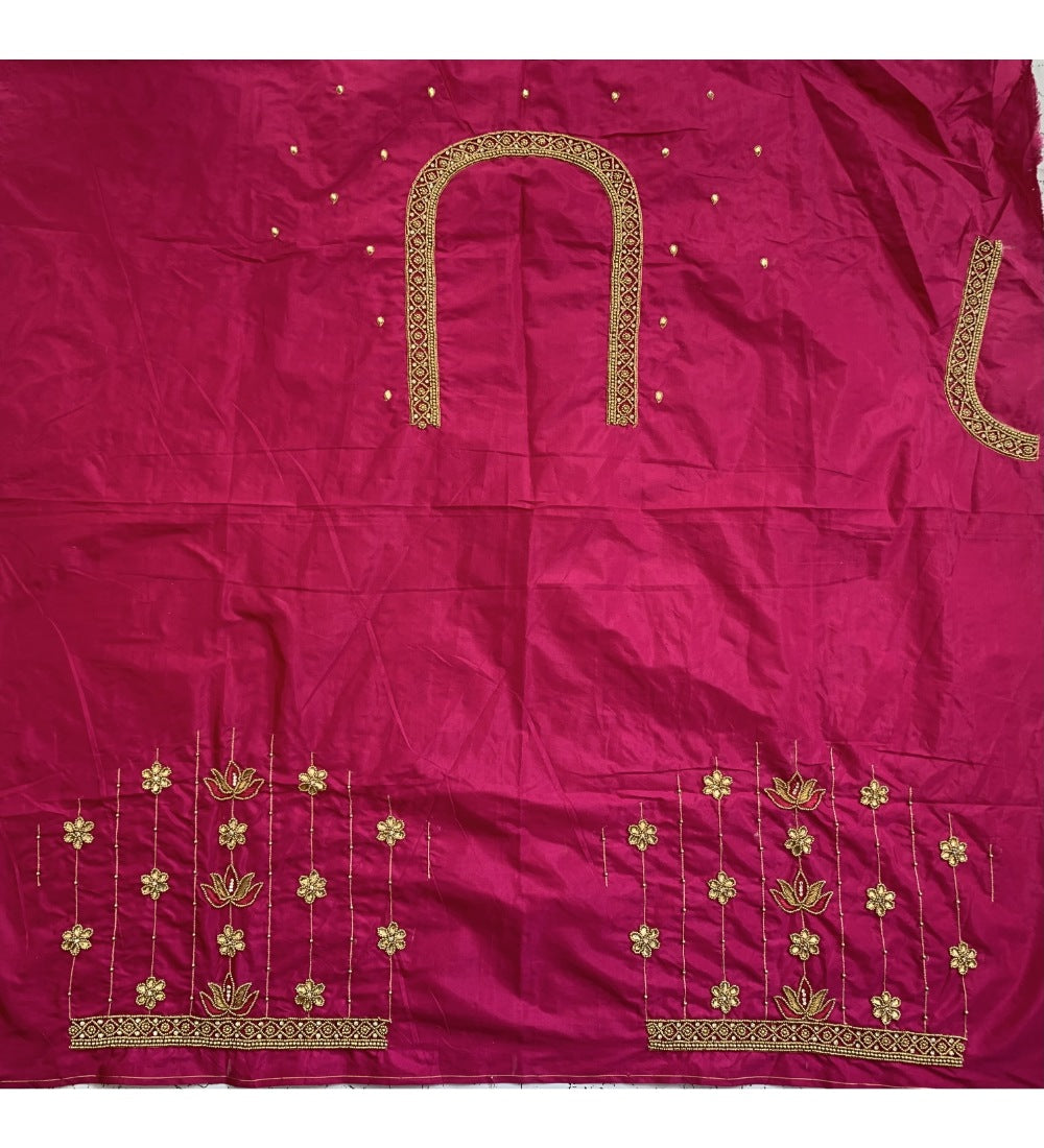Women's Cotton Silk Self Design Unstitched Blouse Piece (Pink, 80-100 cm) - GillKart