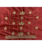 Maroon cotton silk self-design unstitched blouse piece for party occasions, 80-100 cm, not dry cleanable