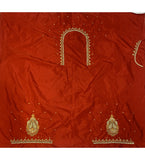 Women's Cotton Silk Embellished Unstitched Blouse Piece (Red, 80-100 cm) - GillKart