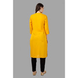 Women's Solid Calf Length Rayon Kurti (Yellow) - GillKart